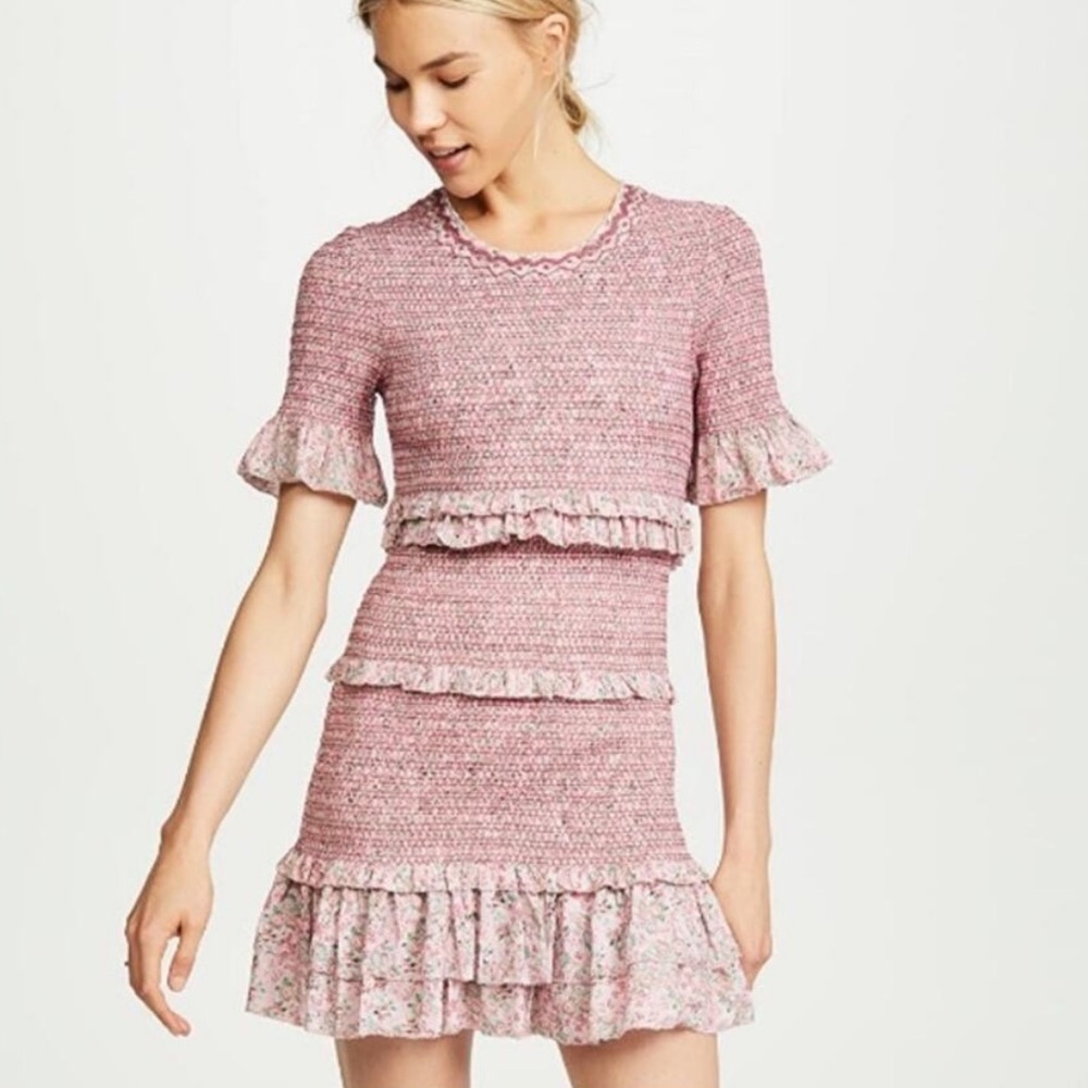 LoveShackFancy Aveline Smocked Flutter Mini Dress - Picture 2 of 13
